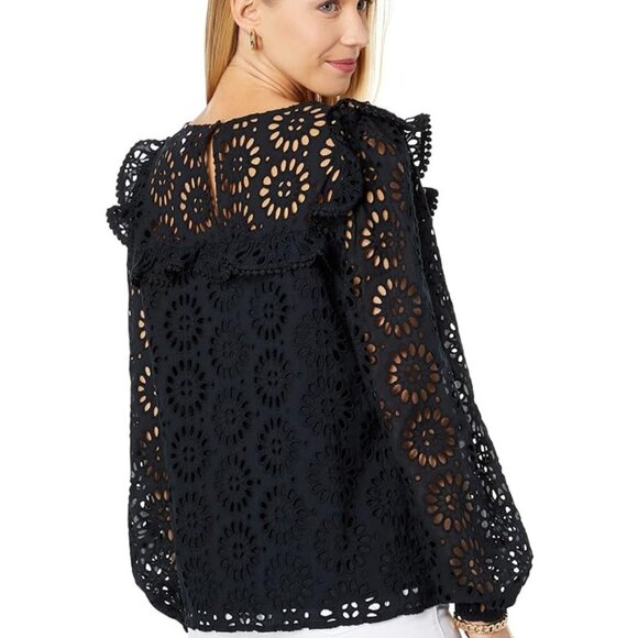 LILLY PULITZER Caroline Onyx Blank Long Sleeve Top Size XXS NEW - Picture 3 of 3